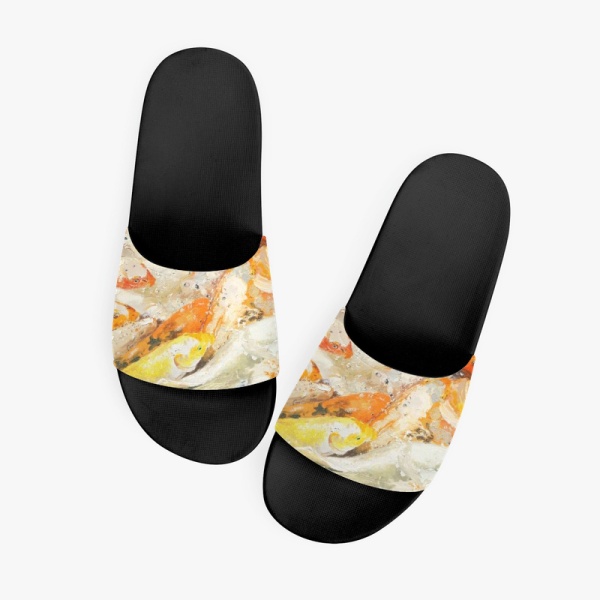 Koi fish Custom Slippers Black