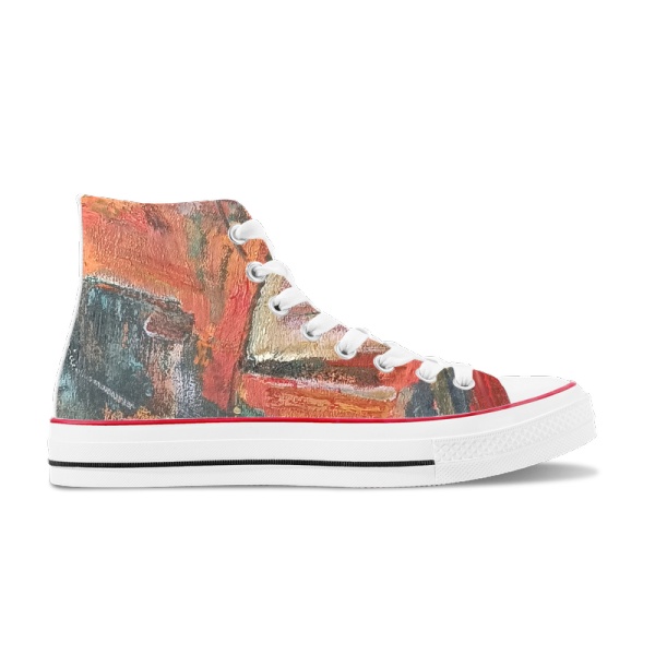 Red fish Custom High Top Canvas Shoes White