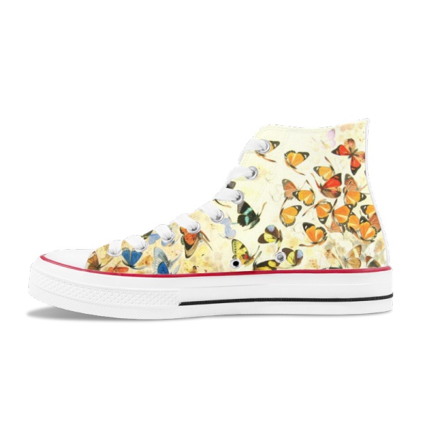 Butterfly 2 Custom High Top Canvas Shoes White