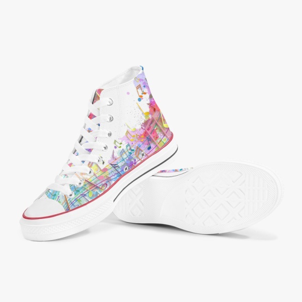 Color music and youth Custom High Top Canvas Shoes White