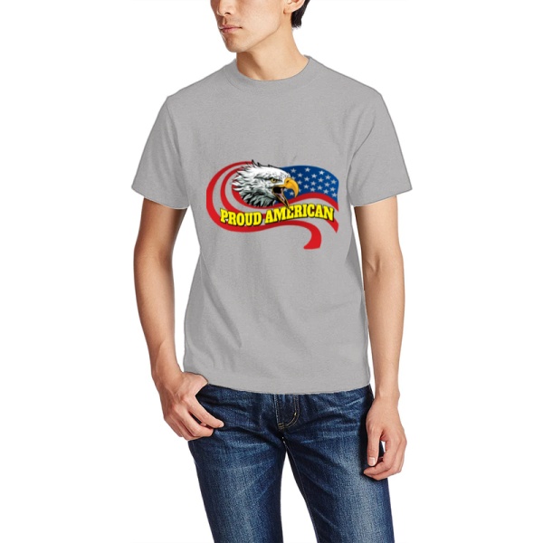 Eagle in Flowing Custom Men's Crew-Neckone T-shirt Gray