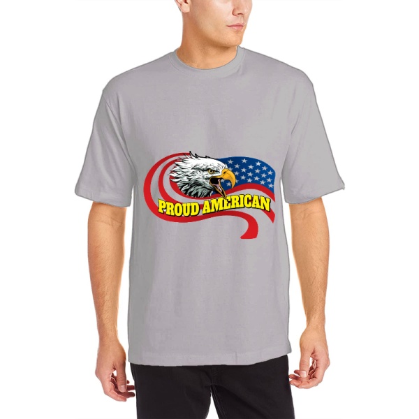 Eagle in Flowing Custom Men's Crew-Neckone T-shirt Gray