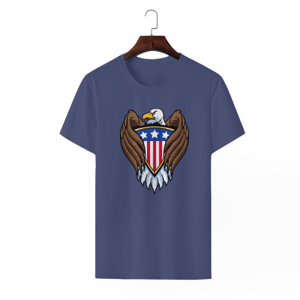 Bald eagle symbol Custom Men's Crew-Neckone T-shirt Navy Blue