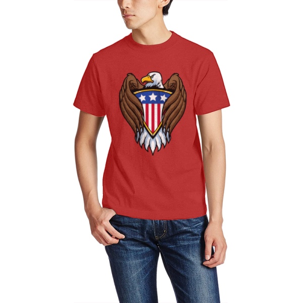 Bald eagle symbol Custom Men's Crew-Neckone T-shirt Red