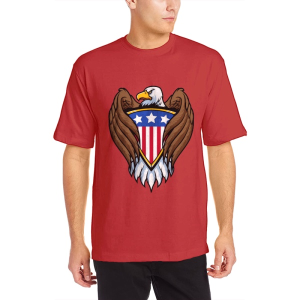 Bald eagle symbol Custom Men's Crew-Neckone T-shirt Red