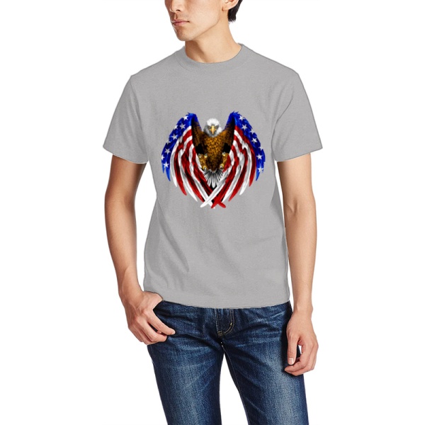 American Pride Custom Men's Crew-Neckone T-shirt Gray