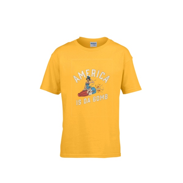 AMERICA IS DA BOMB Gildan Children's Round Neck T-shirt Golden