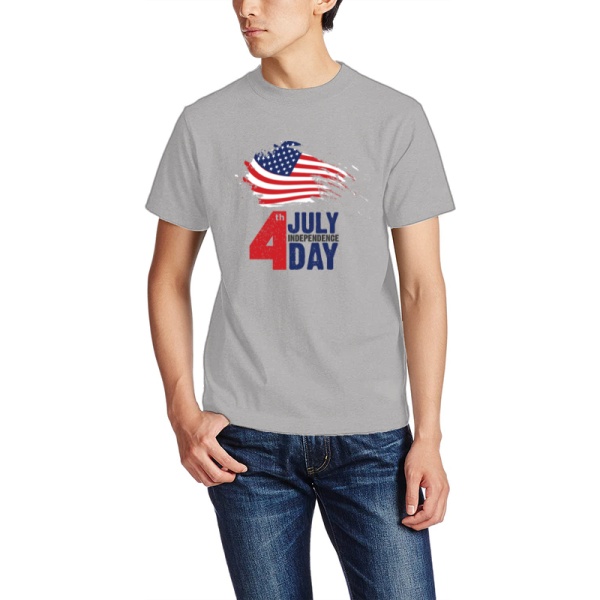 Happy Independence Day Custom Men's Crew-Neckone T-shirt