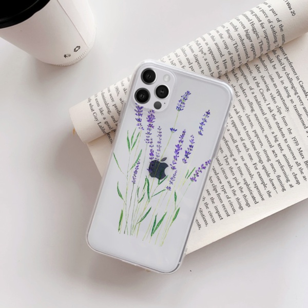 Purple lavender Custom Transparent Phone Case for iPhone 12 Pro 