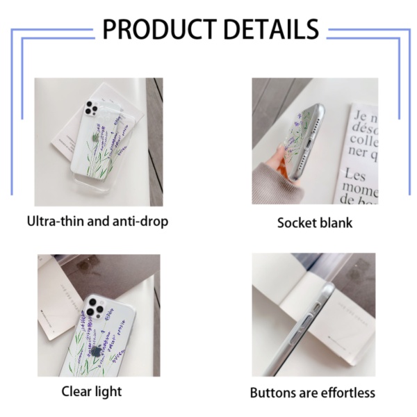 Purple lavender Custom Transparent Phone Case for iPhone 12 Pro Max 