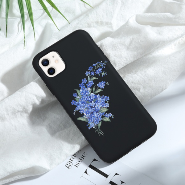 Knot Blue Flowers Custom Liquid Silicone Phone Case for iPhone 12 