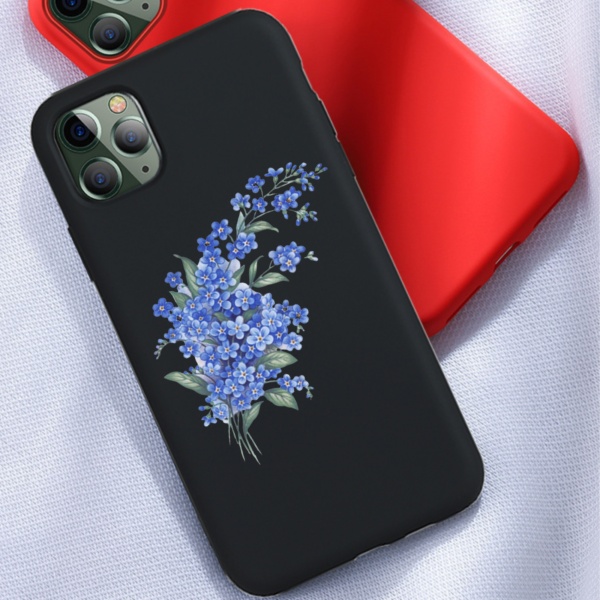 Knot Blue Flowers Custom Liquid Silicone Phone Case for iPhone 12 Pro 