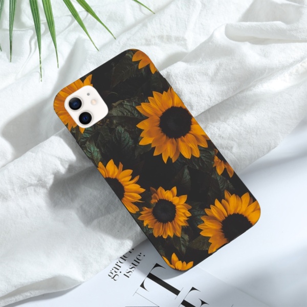 Sunflower garden Custom Liquid Silicone Phone Case for iPhone 12 Mini 