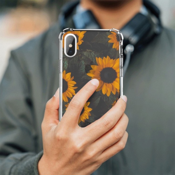 Sunflower garden Custom Transparent Phone Case for iPhone Xs 