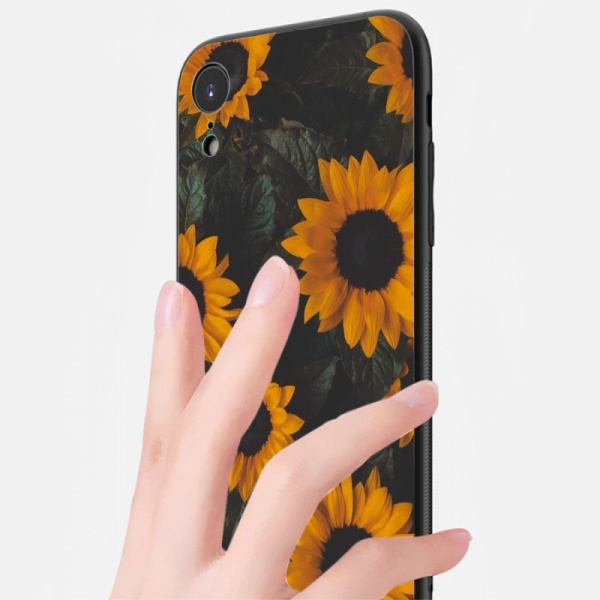 Sunflower garden Custom Toughened Phone Case for iPhone Xr 