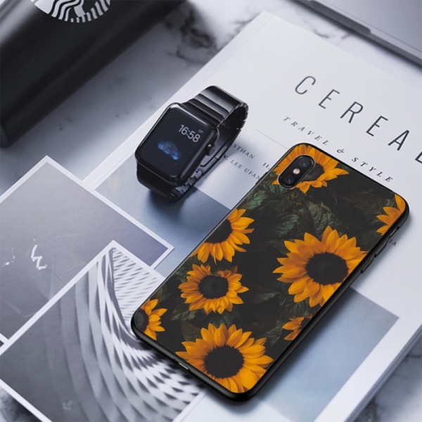 Sunflower garden Custom Toughened Phone Case for iPhone Xs 
