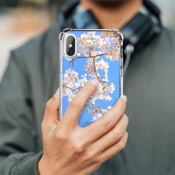 Cherry blossom Custom Transparent Phone Case for iPhone Xs 