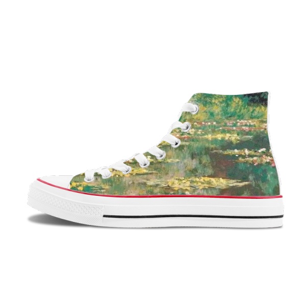 Claude Monet  Lotus Artist Retro High Top Canvas Shoes