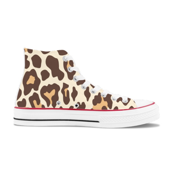 Animal Leopard Sneaker  Custom High Top Canvas Shoes White