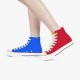 Tri-panel  Rainbow Color Block High Top Canvas Blue Green Red Yellow  Sneakers Basketball Shoes