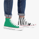 Tri-Panel  Platform Zebra Green   High Top Canvas Shoes   For Men/ Women  Fashion Sneakers