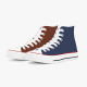 Tri-Panel Navy Blue  Dark Brown Canvas Sneakers  High Top Lace Up Canvas Shoes Fashion Comfortable