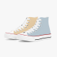 Tri-panel Yellow Blue  Canvas  Sneakers High Top Lace Up Canvas Shoes Fashion Comfortable