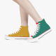 Tri-panel Yellow Green  Canvas Sneakers  High Top Lace Up Canvas Shoes Fashion Comfortable