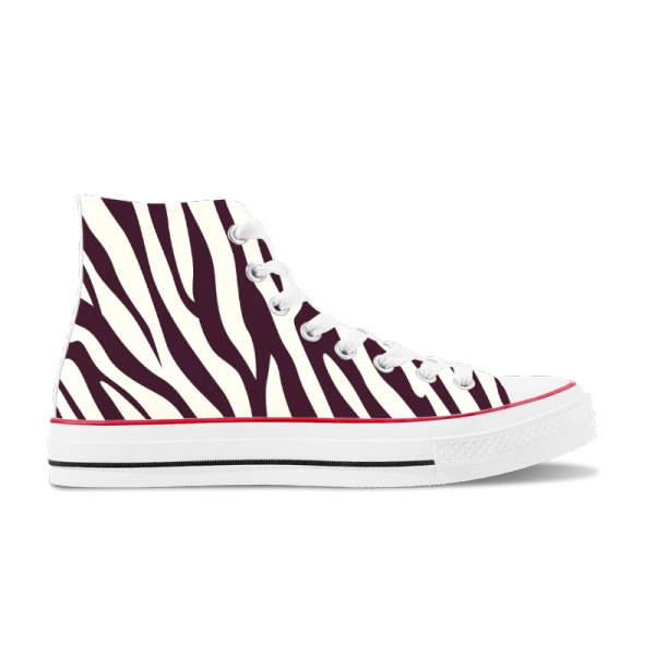 Animal  Zebra Sripe Custom High Top Canvas Shoes White