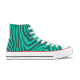 Animal  Zebra Green Custom High Top Canvas Shoes White