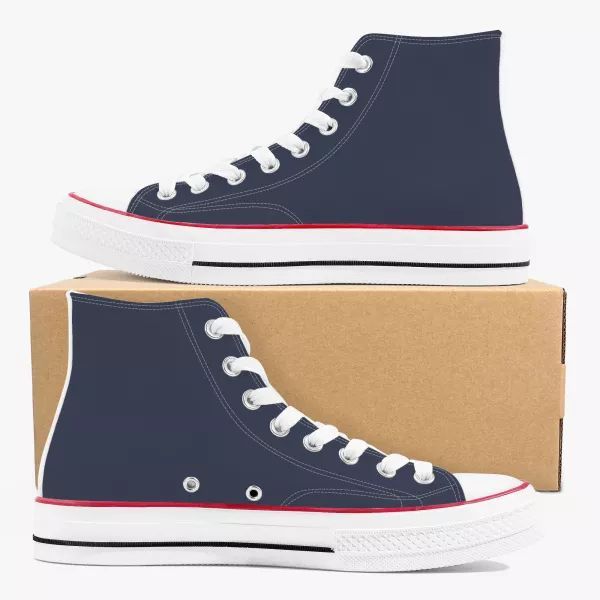 Navy Women's High Top Canvas Shoes