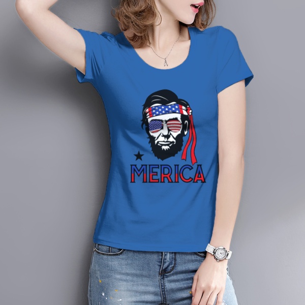Abraham Lincoln Custom Women's T-shirt Dark Blue