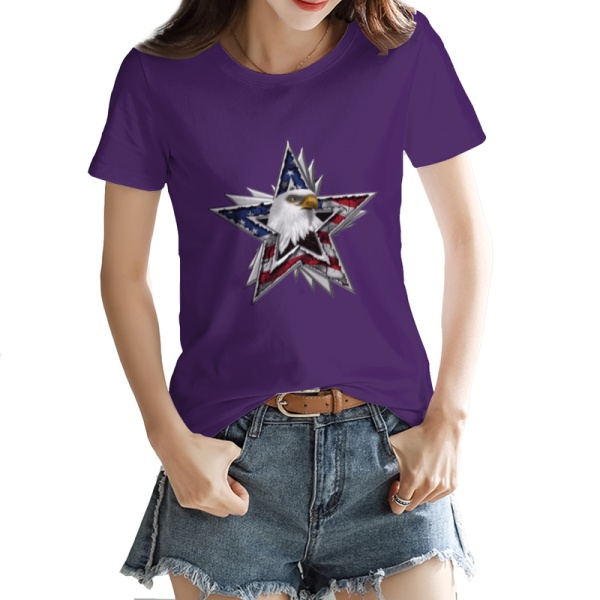Flag Eagle Star Custom Women's T-shirt Purple