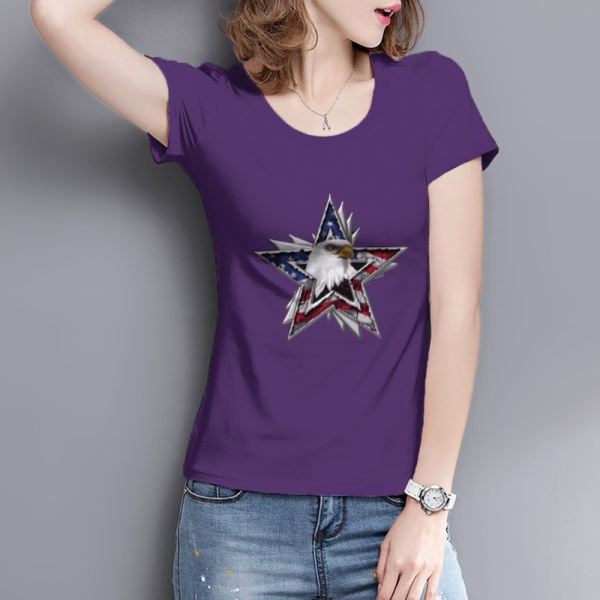 Flag Eagle Star Custom Women's T-shirt Purple
