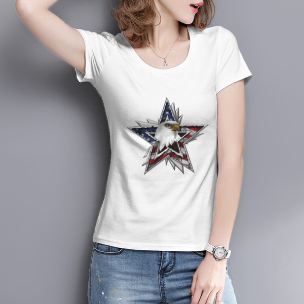 Flag Eagle Star Custom Women's T-shirt White