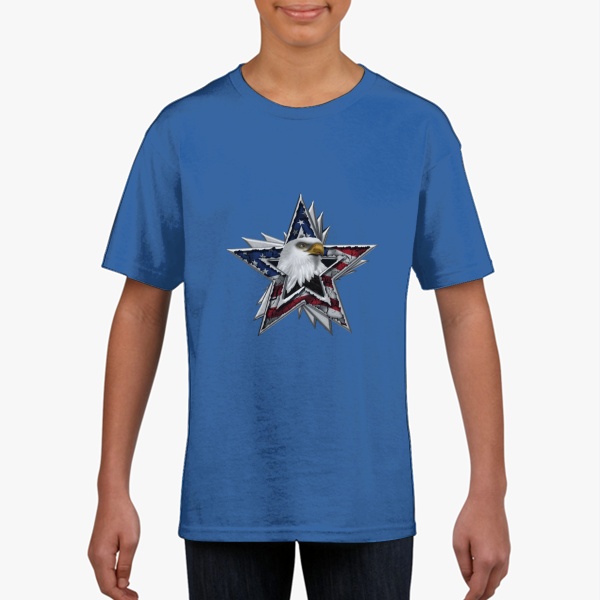 Flag Eagle Star Gildan Children's Round Neck T-shirt