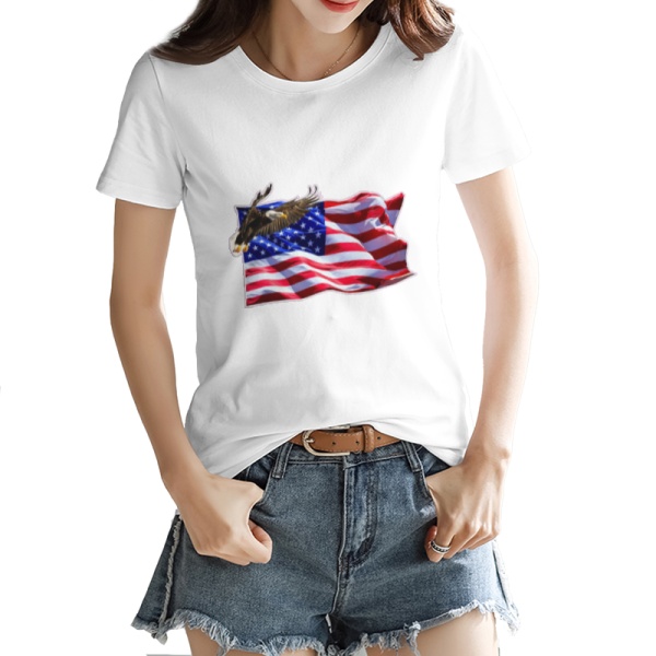 Flag Soaring Eagle Custom Women's T-shirt White