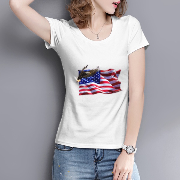 Flag Soaring Eagle Custom Women's T-shirt White