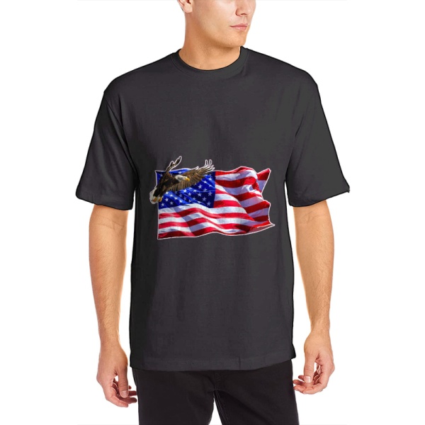 Flag Soaring Eagle Custom Men's Crew-Neckone T-shirt Black
