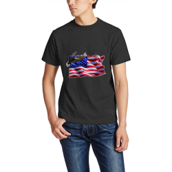 Flag Soaring Eagle Custom Men's Crew-Neckone T-shirt Black