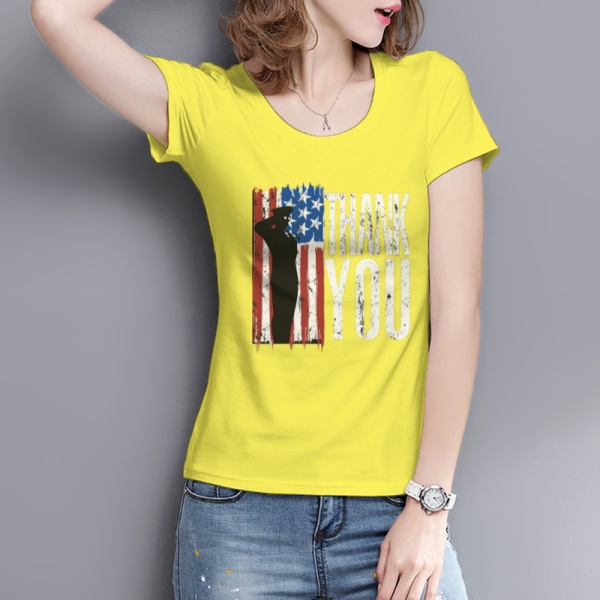 Patriotic Flag Custom Women's T-shirt Yellow