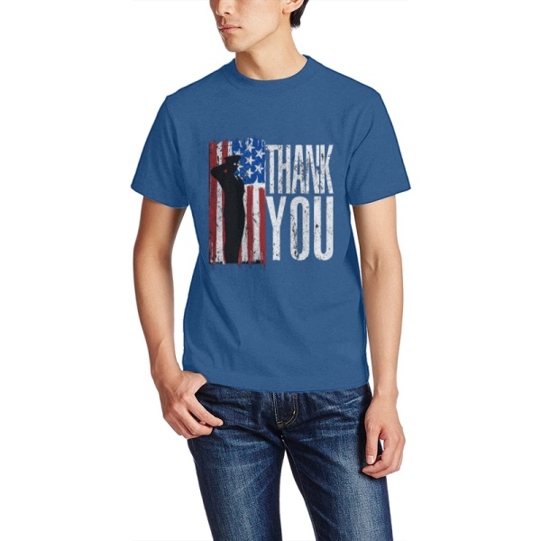 Patriotic Flag Custom Men's Crew-Neckone T-shirt Navy Sapphir Blue