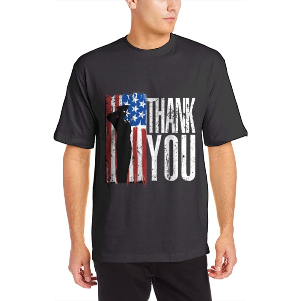 Patriotic Flag Custom Men's Crew-Neckone T-shirt Black