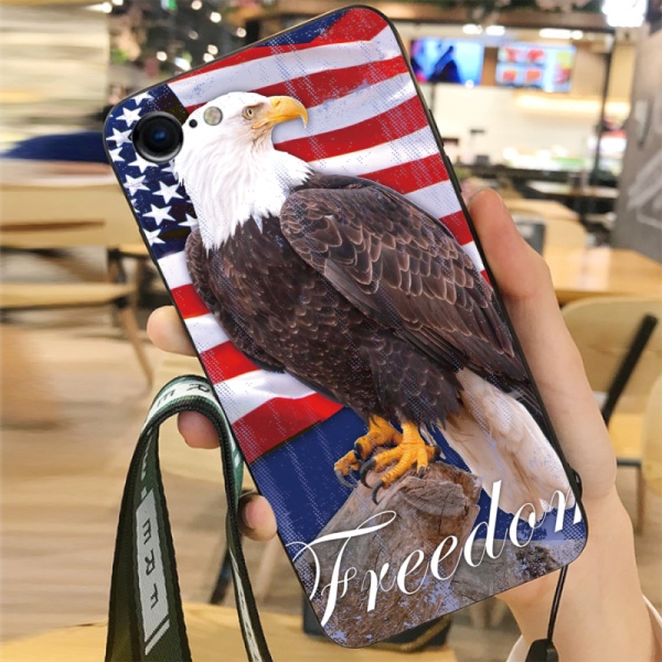 Freedom Bald Eagle Custom Toughened Phone Case for iPhone 8 