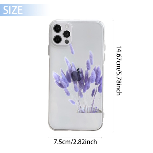 Dried Rabbit Tails Grass Violet Custom Transparent Phone Case for iPhone 12 Pro 