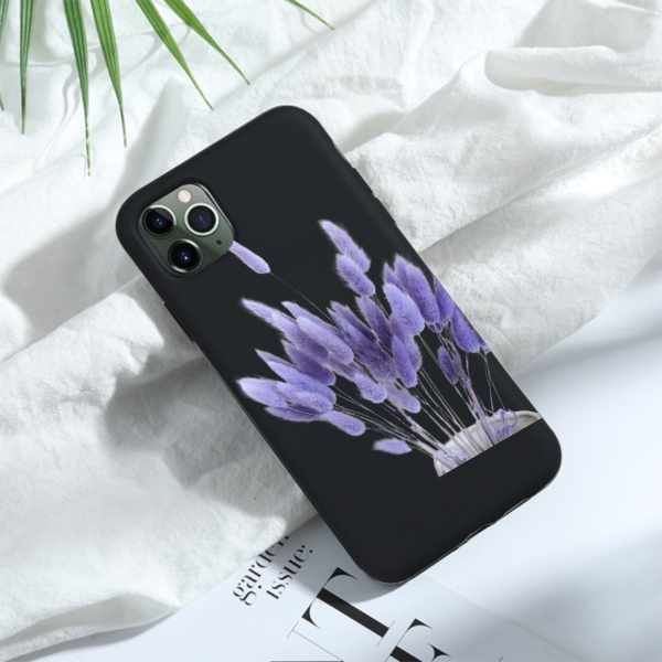 Dried Rabbit Tails Grass Violet Custom Liquid Silicone Phone Case for iPhone 12 Pro 