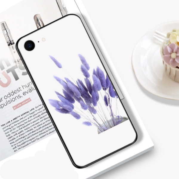 Dried Rabbit Tails Grass Violet Custom Toughened Phone Case for iPhone 6S 