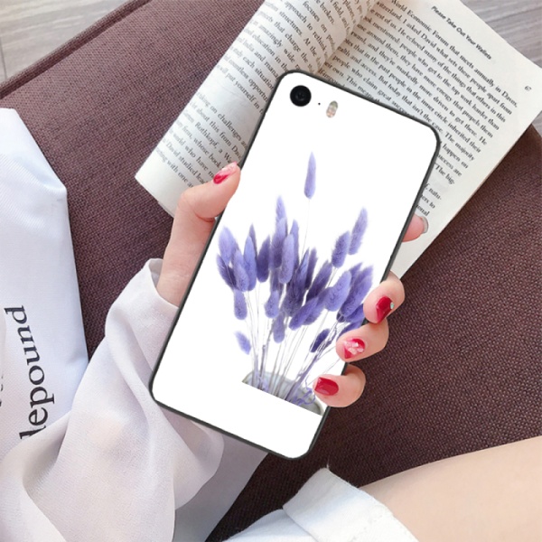 Dried Rabbit Tails Grass Violet Custom Toughened Phone Case for iPhone 5S 