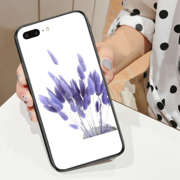 Dried Rabbit Tails Grass Violet Custom Toughened Phone Case for iPhone 7 Plus 
