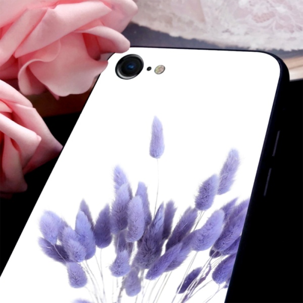 Dried Rabbit Tails Grass Violet Custom Toughened Phone Case for iPhone 7 